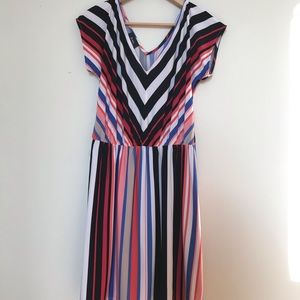 Adorable Flowy Striped Dress, flattering cinch
